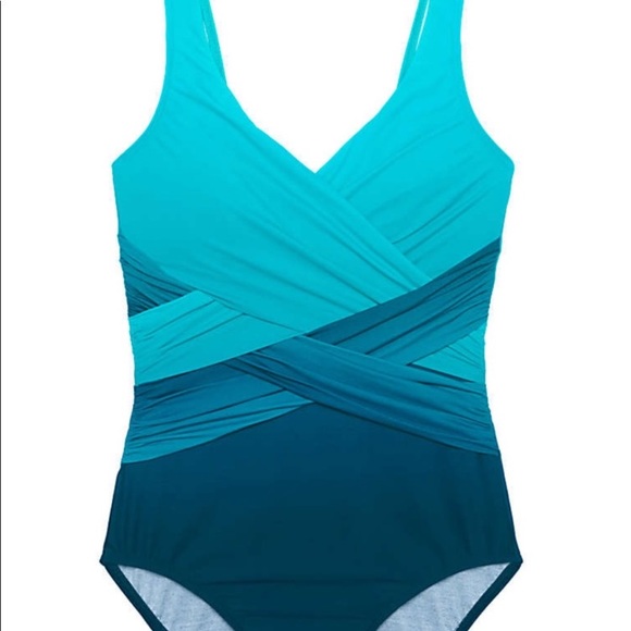 New Land’s End Plus size one piece Slenderize swimsuit ombré turquoise Various - Picture 4 of 5